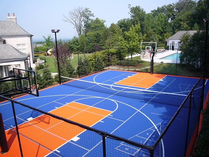 Blue multi-sport court surface