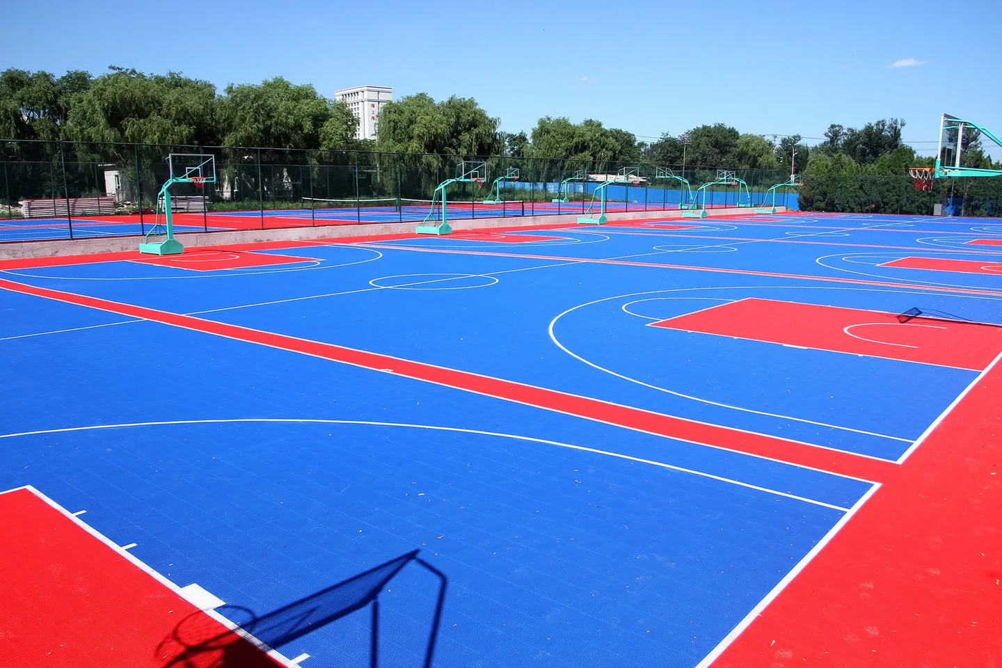 Basketball court flooring application