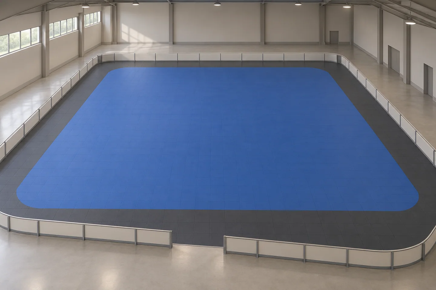 Blue and grey roller rink colour concept