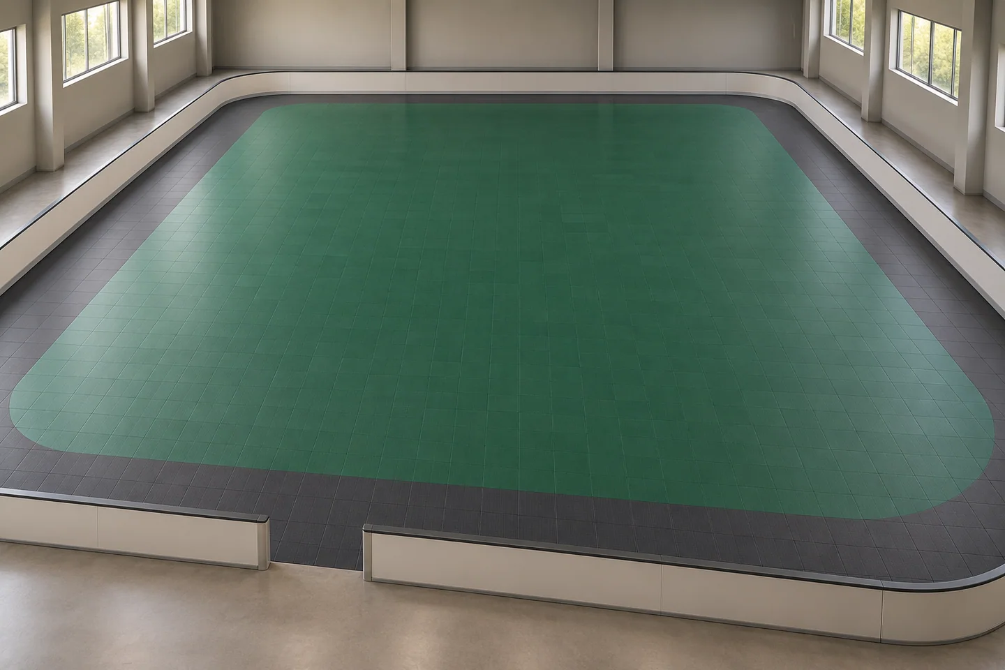 Green and grey roller rink colour concept