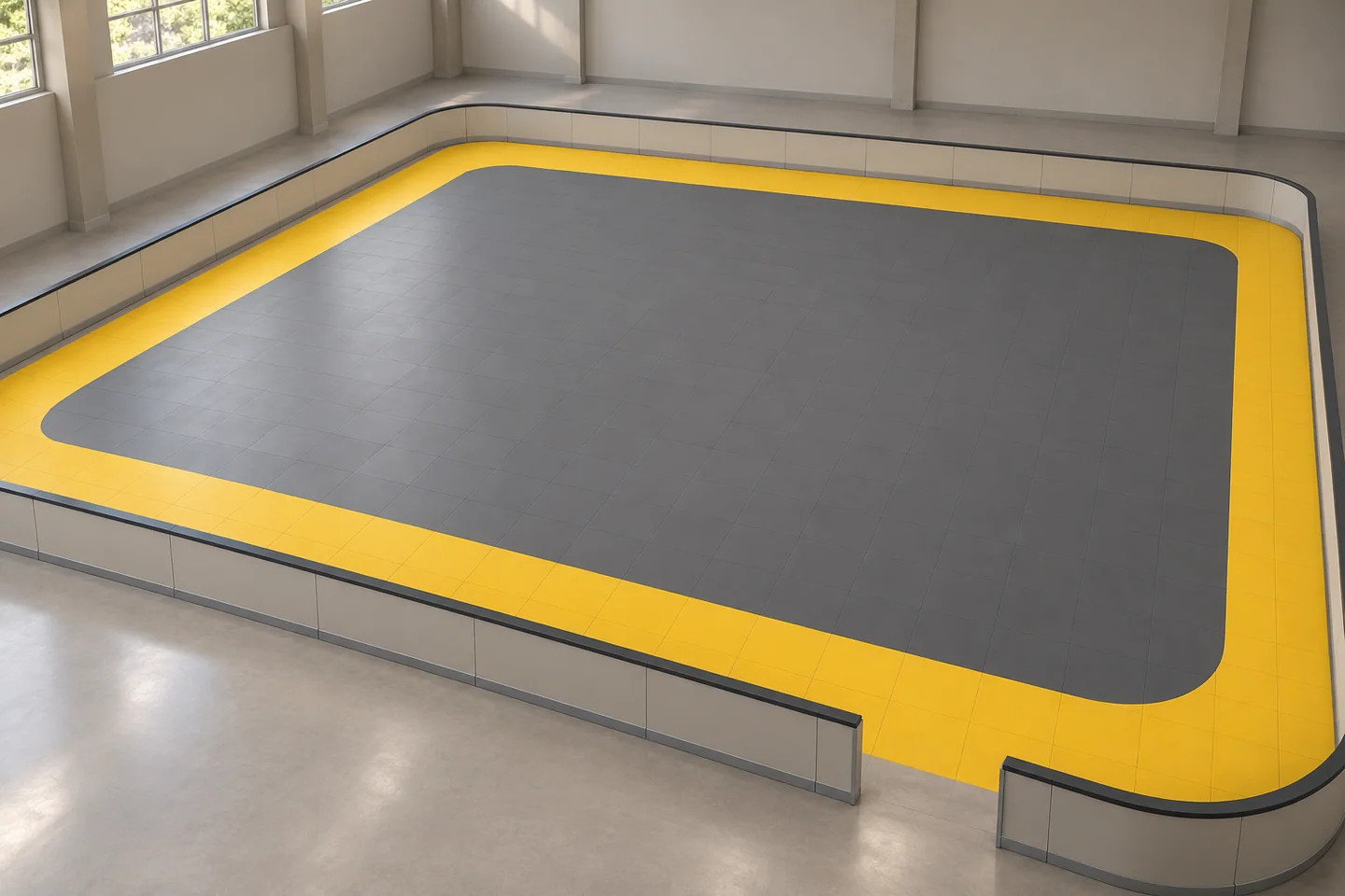 Grey and yellow roller rink colour concept