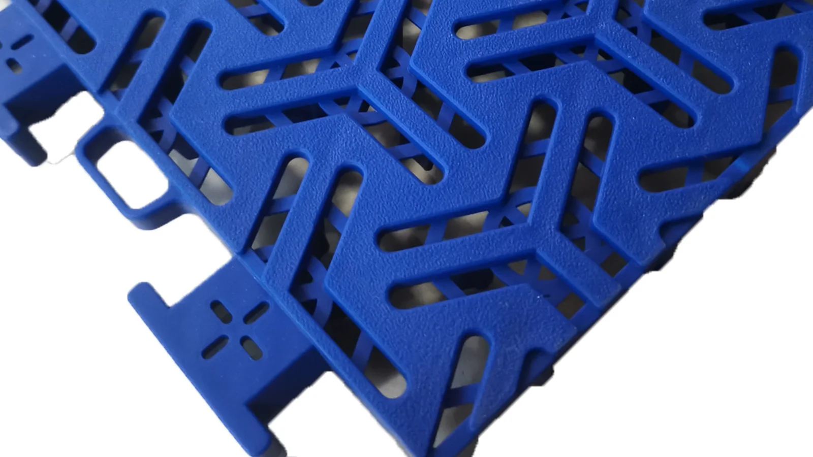 Blue modular sports court tile detail