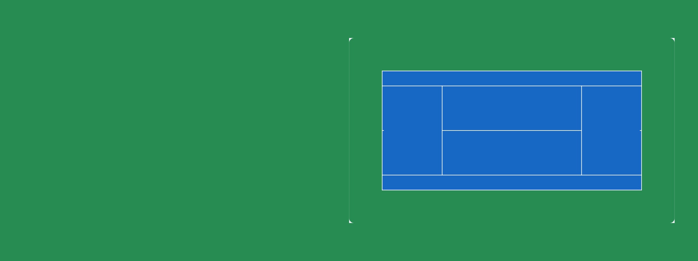 Tennis court layout illustration with singles and doubles lines